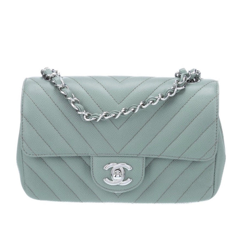 CHANEL Mini Green Quilted Leather Shoulder Bag